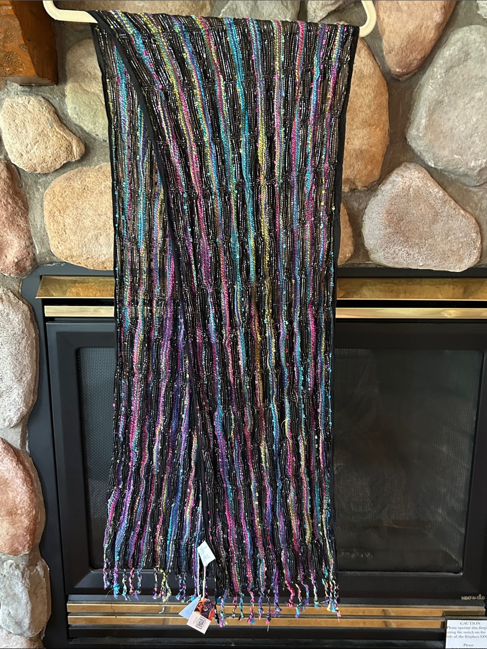 Trades of Hope Black Multicolor Striped Woven Scarf, NWT